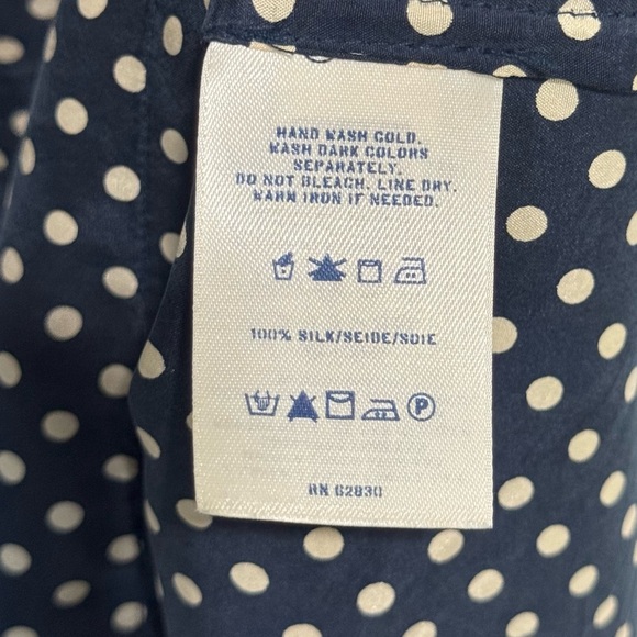 LANDS END Canvas 100% Silk Polka Dot Short Sleeve Tie Waist Dress 12 - Picture 10 of 10